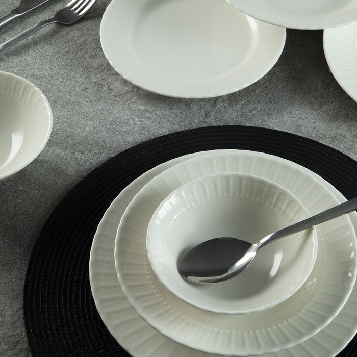Hermia SafirKrem Juego de Cena de Porcelana 24 Piezas Blanco